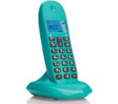 Motorola Voice - C1001TURQUESA Teléfono Inalámbrico Digital DECT, Identificador de Llamadas, Manos Libres, Agenda 50 números, Pantalla Retroiluminada - Color Turquesa