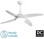 Ventilador 2xe27 dc klod blanco 4 asp.6 vel.117d c/remoto y temporizador