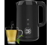 Cecotec Hervidor de Agua Eléctrico de 1,7 Litros con Pantalla Táctil Thermosense 600 Touch Neo, 2200W, Interior de Acero Inoxidable, 7 Niveles de Temperatura, Apagado Automático, Negro
