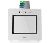 Campana decorativa bolero flux dt 608002 glass white a++ de 60cm de ancho, acabado frontal vidrio blanco, chimenea inox, succión 800m3/h, motor 210w, clase a++, control táctil.