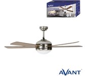 Avant - Ventilador de Techo con Luz | 3 Velocidades | 52 Pulgadas| 65 Watios | 5 Aspas de fibras| Lámpara de techo con ventilador | Mando a distancia | Gris - Madera |