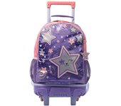 TOTTO - Mochila Escolar con Ruedas, Modelo Star Cat M, Mochila Mediana, Capacidad 14 L, 2 Compartimentos, 2 Bolsillos para Botella, Protección contra Impactos, Cómodas Correas Ajustables, Color Morado