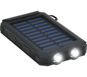 Goobay 49216 Powerbank de 8000 mAh Cargador Solar portátil/Carga rápida con 2 linternas/Batería Externa móvil/Uso Universal para Smartphone, iPhone, Android y Tablet / 2 Puertos USB-A QC 3.0
