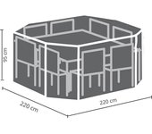 Perel Cubierta al aire libre para el juego de jardín, gris, octogonal, 220 cm x 220 cm x 95 cm