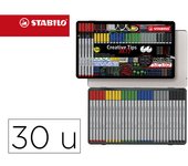 STABILO Set de puntas múltiples Creative Tips ARTY - Estuche metálico con 30 unidades - PASTEL - 6 colores diferentes de cada una las 5 clases de punta