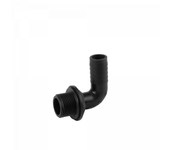 Conector angular para bombas, marca genérica, modelo GZ 1” a manguera 1”, uso en sistemas de riego y bombeo, instalación rápida, rosca metálica y alta resistencia