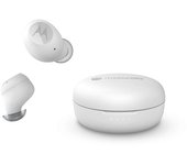 Motorola Sound Moto Buds 150 - Auriculares inalámbricos, Bluetooth, Resistentes al agua y al sudor, Control táctil y por voz, 18 horas de reproducción, Blanco