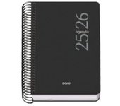 Dohe - Agenda Escolar 2025 2026 - Semana Vista, Tamaño A5 (15x21 cm), Español e Inglés, Septiembre a Junio, Cierre de Espiral, Tapa Flexible - ESENCIAL Negro