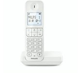 Philips D2701W - Teléfono Fijo Inalámbrico, Pantalla Retroiliminada 4,6', Micrcoteléfono Vertical, Llamadas Manos Libres, hasta 14 Horas, Antena Optimizada, Ajustes de Privacidad, Color Blanco
