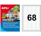 Etiquetas adhesivas Apli A4 blanca cantos rectos removibles 100 hojas 3053
