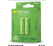 Pila Recargable Recyko General de Pilas LR6 AA 2600Mah