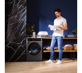 Lavadora de carga frontal steel de 9 kg de capacidad y 1400 rpm, pantalla fullcolor 10,3", 11 programas, motor inverter plus, steammax, clase a, sanitize, onsmart, fuzzy logic.