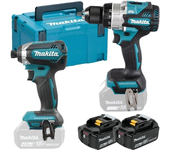 Kit Combinado Inalámbrico Makita 18V DLX2432TJ (Taladro DDF486 + Atornillador de Impacto DTD153) con 2 Baterías de 5.0Ah y Estuche Makpac