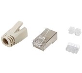 Kit 100 conectores rj45 equip categoria 6a 121182 apantallado con capuchon y guia
