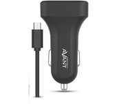 Cargador Coche AVANT Connect | Cargador Coche Carga rapida | Adaptador de Coche 2 Puertos USB | Toma+Cable Micro USB | Negro