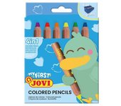 Jovi - MY FIRST 6 lápices de colores extra gruesos para niños a partir de de 12 meses, Coloured Pencil 4 en 1, colores surtidos + 1 sacapuntas (731/6)