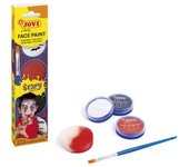 Jovi - Maquillaje Infantil SCARY, Estuche 3 botes de 8ml, Maquillaje en crema, Colores blanco, rojo y negro, Incluye esponja de maquillaje y pincel plano (174SC)