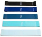 Cecotec 5 Set de Bandas Elásticas DrumFit_Resistance_Band_Set, 5 Niveles de Resistencia de 5 a 18 kg, Látex Resistente y Duradero, Bolsa de Transporte, Todo Tipo de Entrenamiento