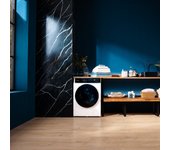 Lavadora autodosis de carga frontal blanca de 9 kg de capacidad y 1400 rpm, pantalla fullcolor 10,3", 11 programas, motor inverter plus, steammax, clase a, sanitize, onsmart, fuzzy logic.