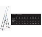 Bayersystem Escalera de Aluminio 3x14 Peldaños - Escalera Multifuncional y Resistente para Uso Profesional y Doméstico.