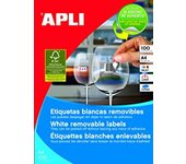 APLI 03052 etiqueta autoadhesiva Plaza Desmontable Blanco 100 pieza(s)