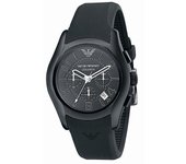 Emporio Armani AR1430 - Reloj cronógrafo de Cuarzo para Hombre con Correa de Caucho, Color Negro