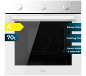 Horno integrable multifunción m236000 glass white time de 70l de capacidad, 6 funciones, timer, clase a, 2800w, steam base xxl, steam assist, steam easyclean, cooling fan, modo defrost, modo eco.