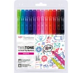 Tombow WS-PK-12P-1 marcador 12 pieza(s) Punta redonda/fina Negro, Azul, Marrón, Cian, Verde, Naranja, Rosa, Rojo, Violeta