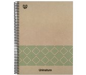 Unipapel | Cuaderno Escolar Reciclado A4 | 100 Hojas 5x5 90g | Cuadrículadas | 5 Bandas Color Lateral | Verde | Uninature Concept | FSC Recycled 100%