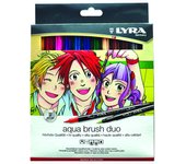 LYRA Rotulador Pincel Doble Punta, Punta Fina Redonda y Pincel, Caja de Cartón, Colores Surtidos Manga, 12 Unidades