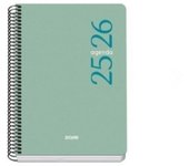 Dohe - Agenda Escolar 2025 2026 - Semana Vista, Tamaño A5 (15x21 cm), Español e Inglés, Septiembre a Junio, Cierre de Espiral, Tapa Flexible - ESENCIAL Verde