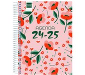 Finocam - Agenda Cool 2024 2025 1 Día Página Septiembre 2024 - Junio 2025 (curso lectivo) + Julio y Agosto resumidos Floral Español