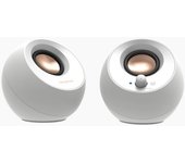 CREATIVE Pebble V3 - Altavoz de Escritorio Minimalista USB C 2.0 con Audio USB, diálogo Claro, Bluetooth 5.0, 8 W de Potencia sinusoidal a 16 W de Potencia máxima, convertidor USB-A Incluido (Blanco)