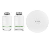EZVIZ Válvulas Termostaticas WiFi Inteligente, Kit de 2 Termostatos de Radiador con A3 Puerta de Casa, Control de Calefacción Energética Eficiente, DIY Instalación, Automatización del hogar, T55 Kit