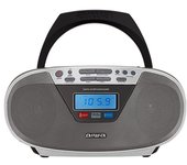 Aiwa BBTU-400SL: Radio CD Portátil con Bluetooth y USB, Pantalla a Color, RDS, FM PLL, Función Despertador. Color: Plata