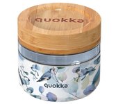 Quokka Deli - Blue Nature 500 ML | Recipiente Hermetico Para Comida De Cristal Con Tapa De Bambu Y Funda De Siliciona