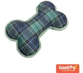 Tootoy! Tartan Bone Cuddler Blue Hueso de Peluche para perros