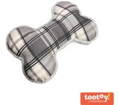 Tootoy! Tartan Bone Cuddler Grey Hueso de Peluche para perros