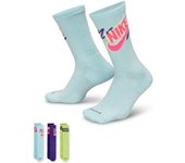 Nike - Calcetines Everyday Crew (3 Pares) Sport 144, Unisex, Glacier Bluehyper Pink-Court Purplehyper P, M