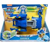 PAW Patrol, coche patrulla de potencia aumentada Super PAW del supercachorro Chase, vehículo transformable, Vehículo de juguete