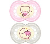 Pack Doble Mam Chupete Silicona Original Night + 6 M Rosa 1 Ud