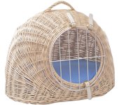 Cueva y transportín de mimbre Aumüller con cojín para mascotas - 50 x 39 x 44 cm (L x An x Al)