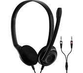 Auriculares - Epos PC 3 Chat, Supraaurales, Micrófono, Cancelación de ruido activa, 2 Jack 3.5 mm, Diadema, Negro