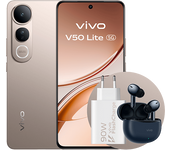 Móvil - vivo V50 Lite, Titanium Gold, 256 GB, 8 GB RAM, 6.77" AMOLED, MediaTek Dimensity 6300, 6500mAh, Incluye Cargador+Auriculares
