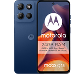 Móvil - Motorola Moto g15, Navy Peony, 512 GB, 8 GB RAM, 6.72" LCD, MediaTek Helio G81, Full HD+, Cuero Vegano, 5200 mAh