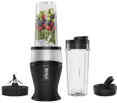 Batidora de vaso - Ninja QB3001EUS, 700 W, 0.47 l, 18000 rpm, 2 Vasos incluidos, Negro y Plata