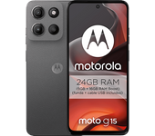 Móvil - Motorola Moto g15, Gris, 256 GB, 8 GB RAM, 6.72" LCD, MediaTek Helio G81, Full HD+, Cuero Vegano, 5200 mAh