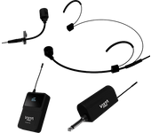 Micrófono - Vieta Pro Party Mic Twin, 40 Hz 15 KHz, Micro de solapa, Alcance 60m, Omnidireccional, Negro