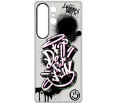 Funda móvil - Samsung Flipsuit Rugerizada, Para Galaxy S25 Ultra, Transparente y borde negro con pegatina