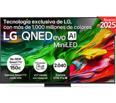 TV QNED 65" - LG 65QNED87A6B, UHD 4K, Procesador Inteligente α8 AI Processor 4K Gen2, Smart TV, DVB-T2 (H.265), Ashed Blue